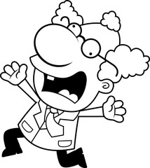 Cartoon Mad Scientist Panicking