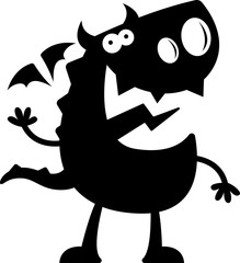 Cartoon Dragon Silhouette Waving