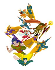 strong superhero flying team