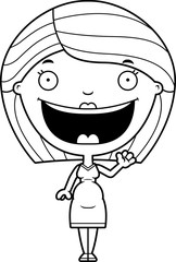 Cartoon Pregnant Woman Waving