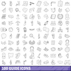 Naklejka premium 100 guide icons set, outline style