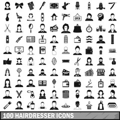 100 hairdresser icons set, simple style 