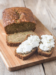 Zucchini bread on the wooden board