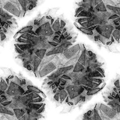 art monochrome white and black vintage watercolor graphic seamless pattern