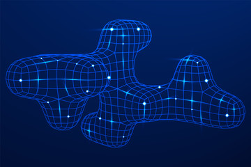 Mesh low poly wireframe cubes smooth element. Connected lines. Connection Box Structure. Digital Data Visualization Concept. Vector Illustration.