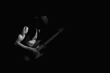 Guitarist on a black background