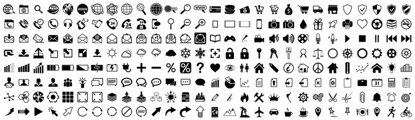Black web icons set