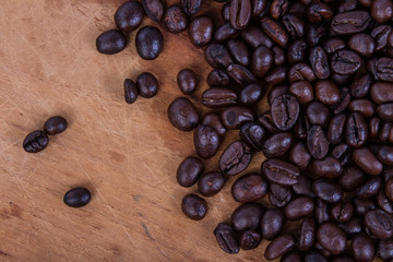 Beans coffee on wood