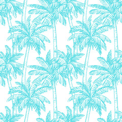 Naklejka premium Seamless pattern with coconut palm trees