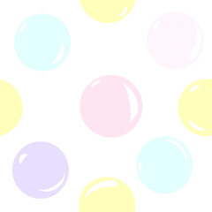 Seamless pattern on transparent background with pastel shades soap bubbles. Children's colorful pattern