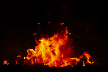 Fire Texture With Motion Blur Effect Over Black Background