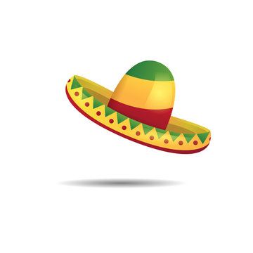 Vector isolated cartoon mexican sombrero hat for decoration. Concept of Happy Cinco De Mayo.