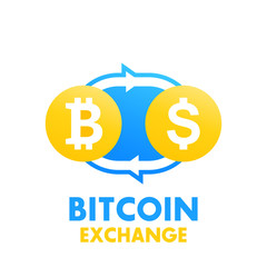Bitcoin to dollar exchange vector illustration