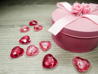 valentine's day composition of gift box and hearts