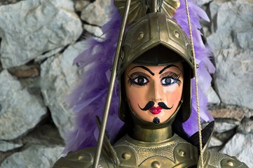 Sicilian puppets pupo siciliano. Sicilian puppets depicting a knight or warrior. Sicilian puppet...