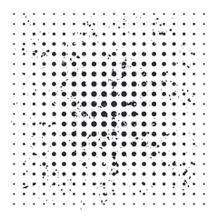 halftone vector background with black dots on white and grunge effect