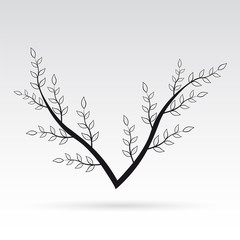 Icon tree branch black on white background