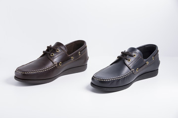 Male Blue and Brown on White Background, Isolated Product, Top View, Studio.