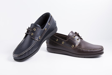 Male Blue and Brown on White Background, Isolated Product, Top View, Studio.