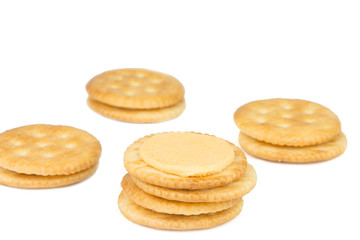 Cracker cream cheese isolated on white background.