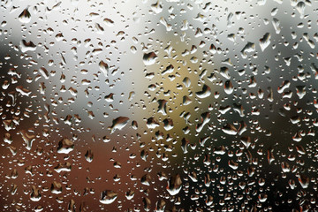 Raindrops on window , rainy day