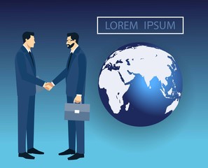 Two businessmen in suits shaking hands. to sign a contract . The concept of a successful transaction. 