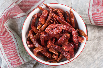 Dried Chili Peppers in a Bowl