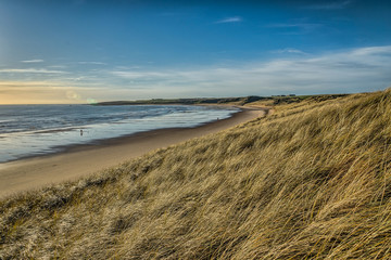 Fototapeta na wymiar Cruden Bay dunes grass and beach.