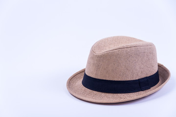 Fototapeta na wymiar Straw Hat on blue background