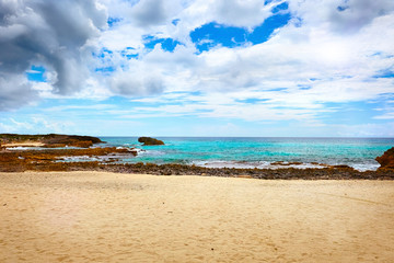 Fototapeta na wymiar tropical beach in Island in Caribbean sea,Cozumel,Mexico