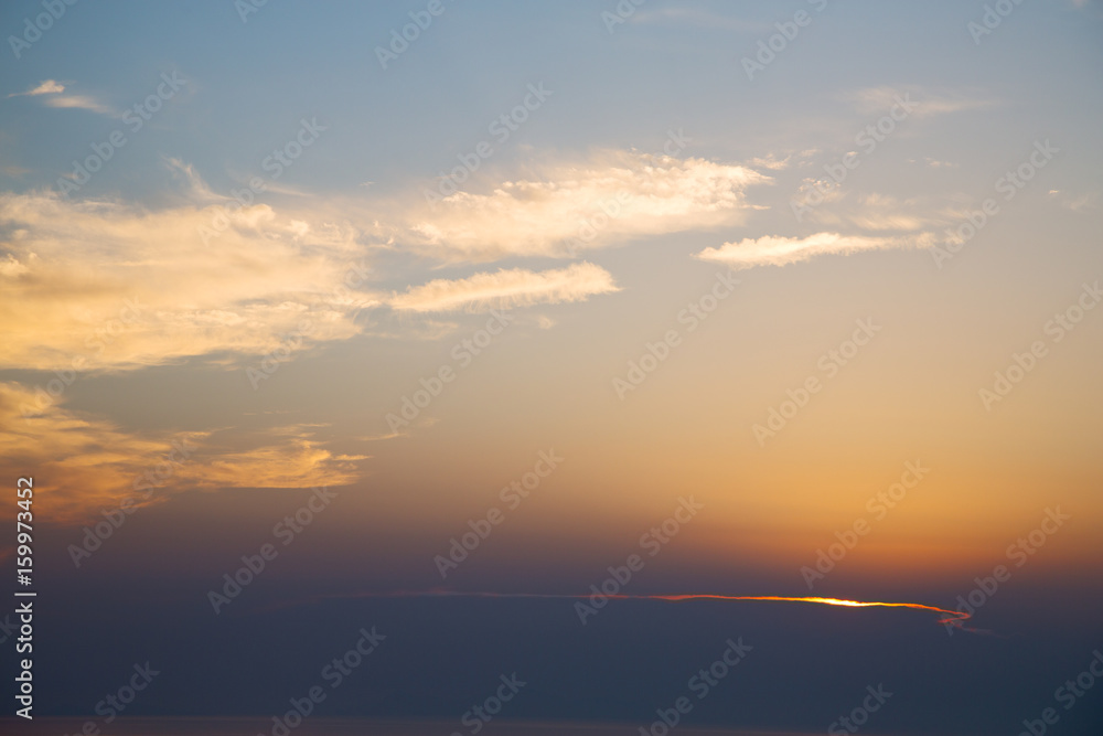 Wall mural in the red blue sky cloud and sunrise orange color