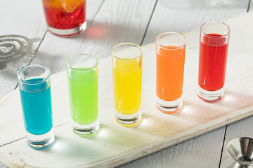 Colorful Alcoholic Rainbow Shots