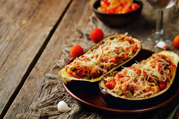 Red Bell pepper tomato carrots stuffed eggplant