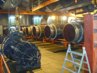 Safety at work. Welding and installation of the pipeline. Industrial weekdays welders and fitters