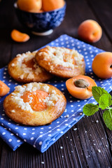 Baked apricot pies topped with streusel