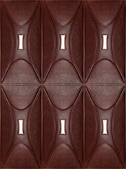 Leather tile with volume drawing.