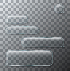Vector modern sms or message glass icons on transparent background