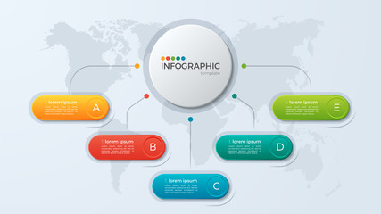 Presentation business infographic template with 5 options.