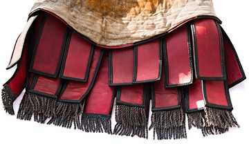 Red leather military Roman skirt