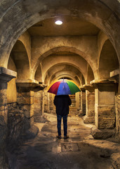 Fototapeta na wymiar Colorful Umbrella Man
