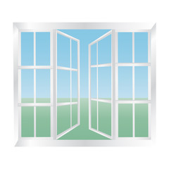 glazed Windows icon, vector illustration