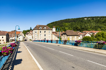 typical small village L-Isle-sur-le-Doubs in France