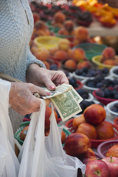 Paying for Fruit at Farmers Market