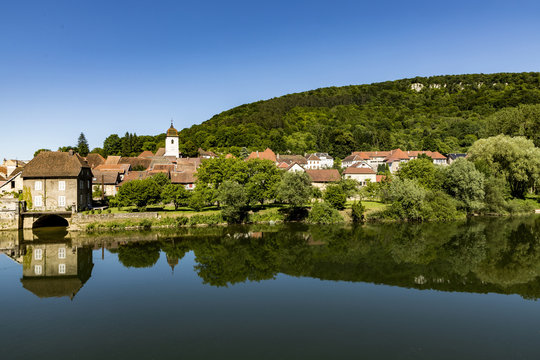 typical small village L-Isle-sur-le-Doubs in France
