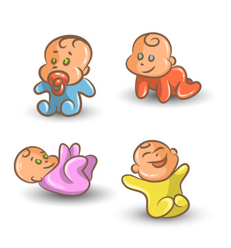 Baby vector set on white background .