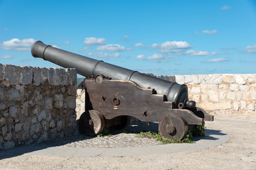 Ancient bronze cannon in Ibiza