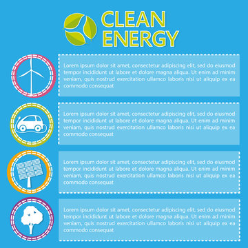 Vector template about clean energy with different items and place for text