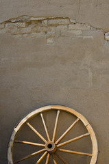 Wagon Wheel and Wall at Bent's Old Fort