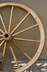 Wagon Wheel and Wall at Bent's Old Fort