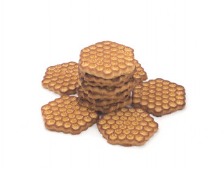 Biscuits with sugar on white background